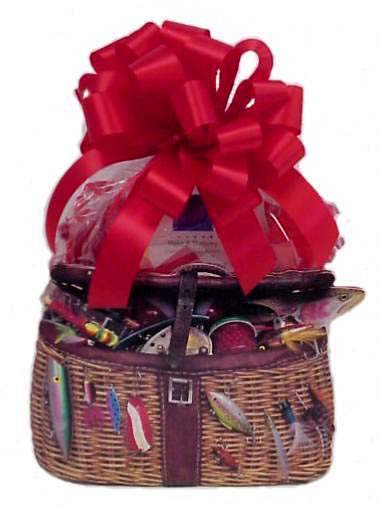 Fishing Fanatic's Fishing Creel Gift Basket